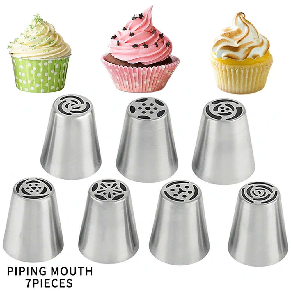 Pastry Nozzles 7PCS Russian Decorating Nozzle Set 430 Stainless Steel Reusable Cake Cecorating Tools Baking Supplies Pastry nozzles