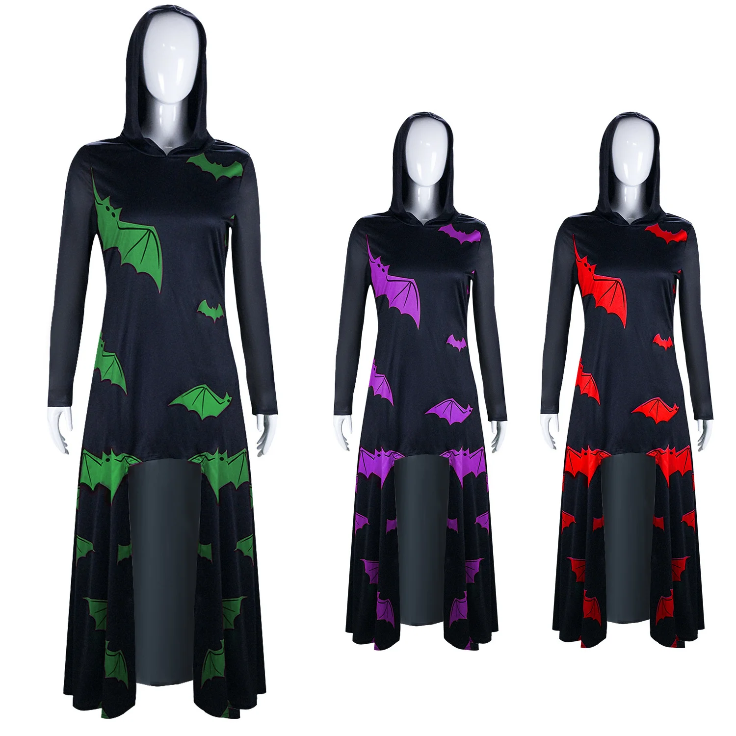 

2023 Poncho Hoodie Cloak Coat Winter Women Halloween Christmas Gothic Punk Black Devil Bat Wing Demon Costume Dress