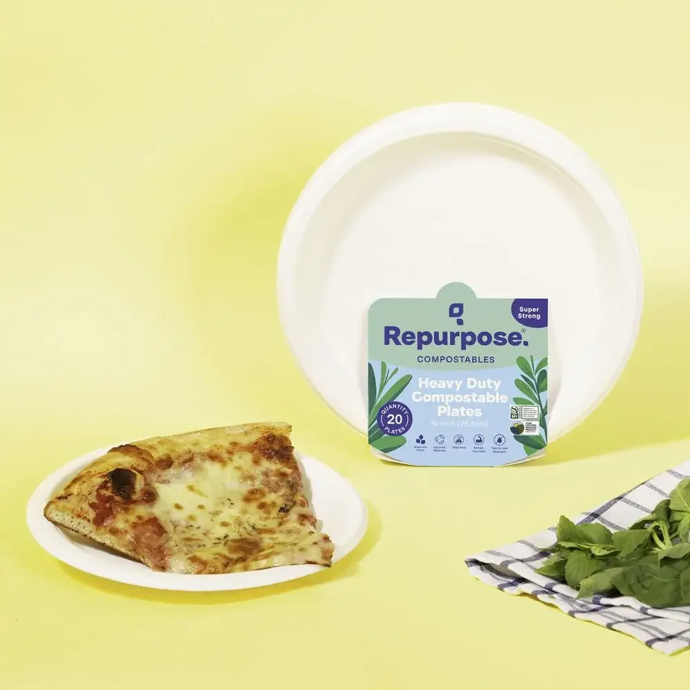 Eco-Friendly 10" Plant-Based Compostable Dinner Plates 20-Pack PFAS-Free Biodegradable Plates