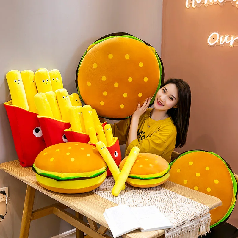 Plush Toys Food Plush Pillow Stuffed Pizza Hamburger French Fries etc