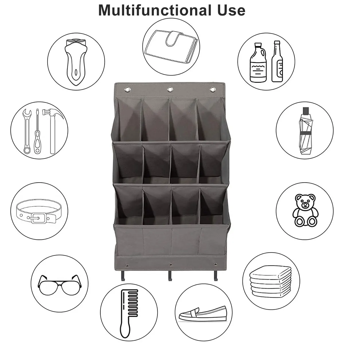 Large Pockets Shoes Organizer Rack Hanging Organizers Space Saver Hanging Over The Door Behind Closet Storage Hanger Bags 12