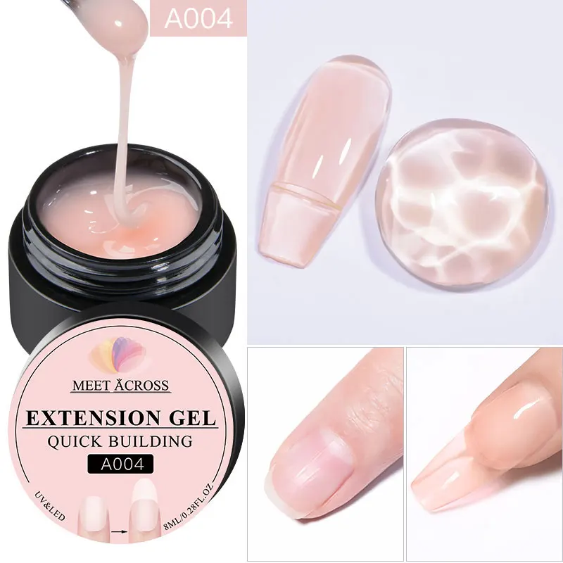 MEET ACROSS 8ML Quick Extension Nail Gel Vernis Nude Milk White Gel Nail Polish UV Semi Permanent Nails Art For Manicure Tools 3