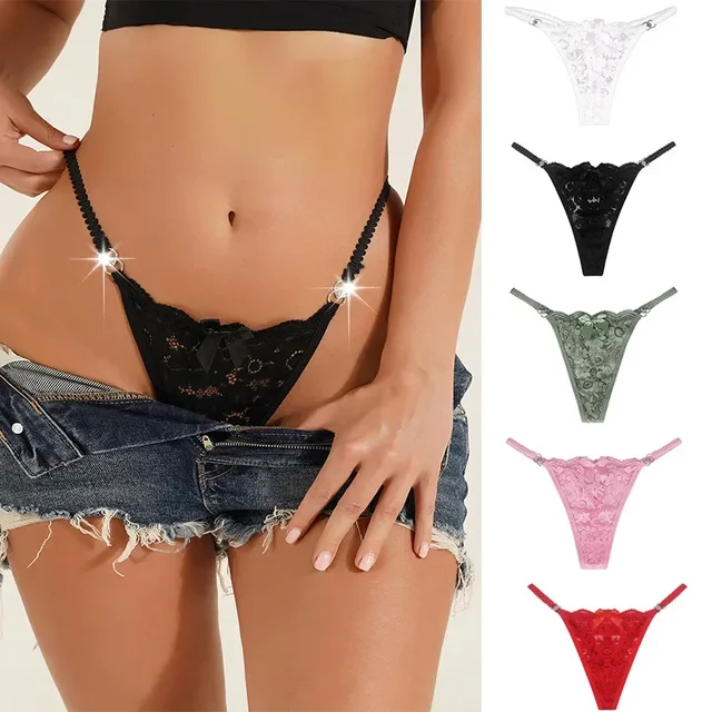 1 pièces dentelle femmes culottes florale Sexy sous-vêtements femmes tongs Sexy string taille basse femme caleçon Perspective Lingerie 1