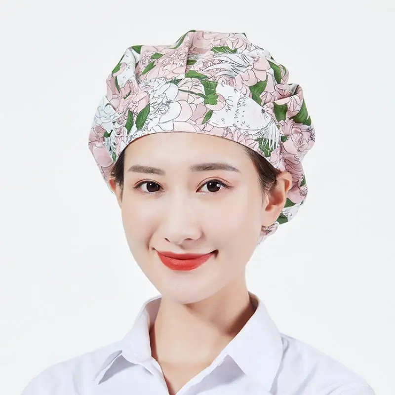 

1Pc Women Fashionable Printed Nurse Hat Dustproof Hygienic Work Hat Nurse Uniforms Working Clothes Professional Accessories