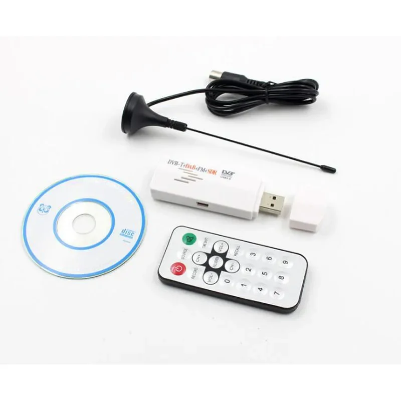Set Digital TV Tuner USB 2.0 Dongle Stick TV SDR Receiver RTL2832U+R820T DVB-T SDR+DAB+FM Black/White with Antenna Remote