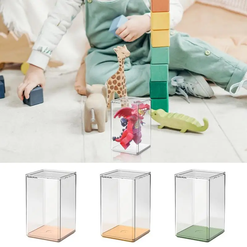 

4 PCS Clear Acrylic Display Case Countertop Box Organizer Stand Dustproof Protection Showcase For Action