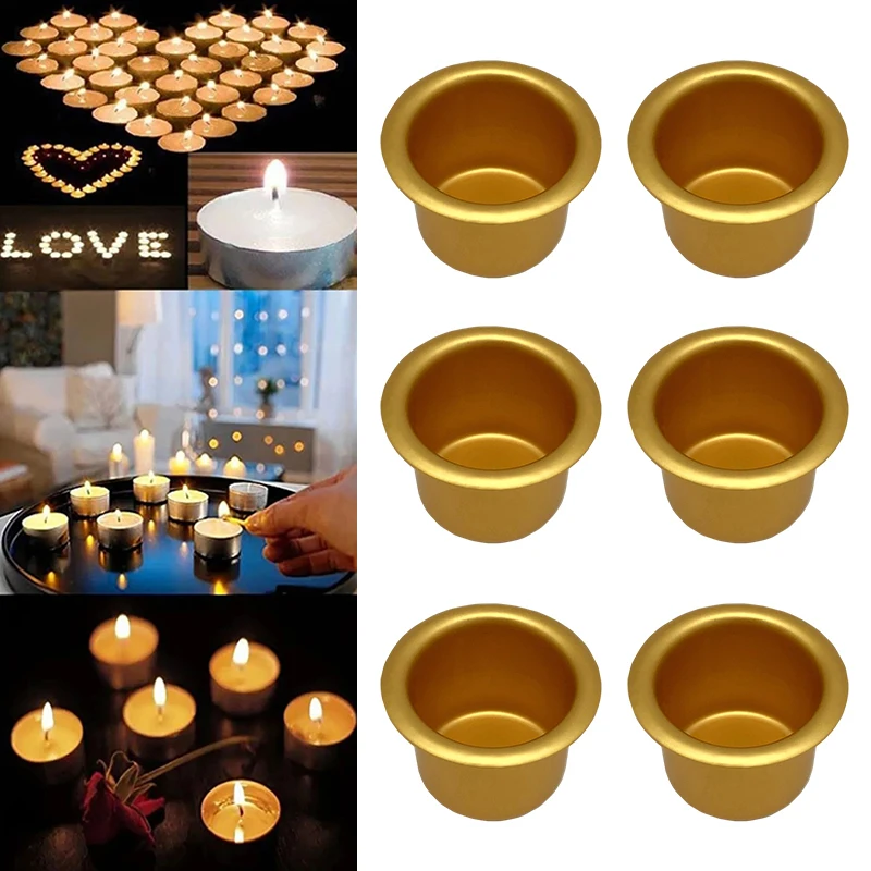 10PCMetalGoldSilverCandleCupsRoundCandleCupReusableDIYCandle