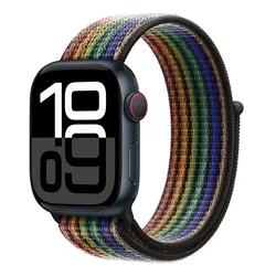 Premium Nylon Loop Strap for Apple Watch - Versatile and Durable Replacement Bracelet (96 black Rainbow)