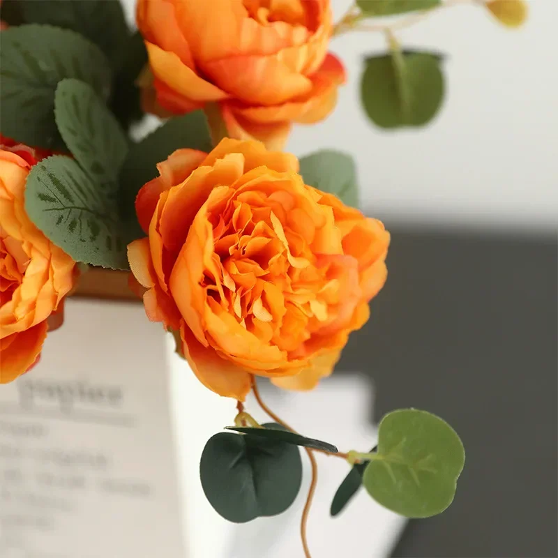 

Искусственные цветы, Шелковый винтажный Букет пионов, праздничный декор, искусственные цветы в китайском стиле, красные пионы, украшение для кафе