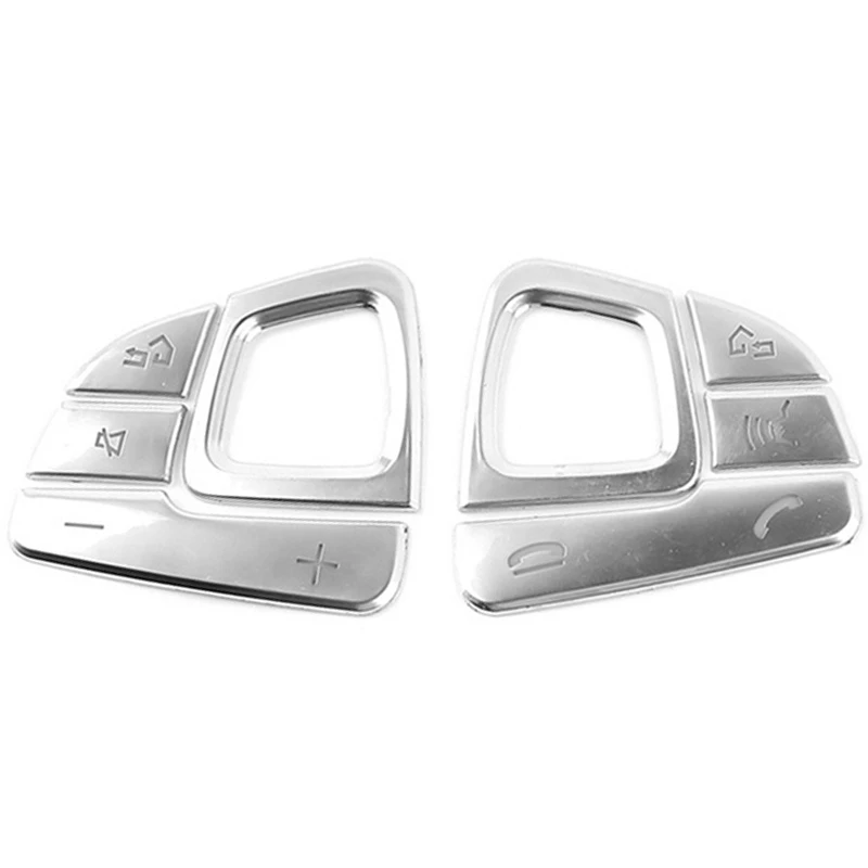 8Pcs Silver Car Steering Wheel Button Cover Trim for Mercedes E-Class W213 2016-2019 Car Interior Accessories Styling 6