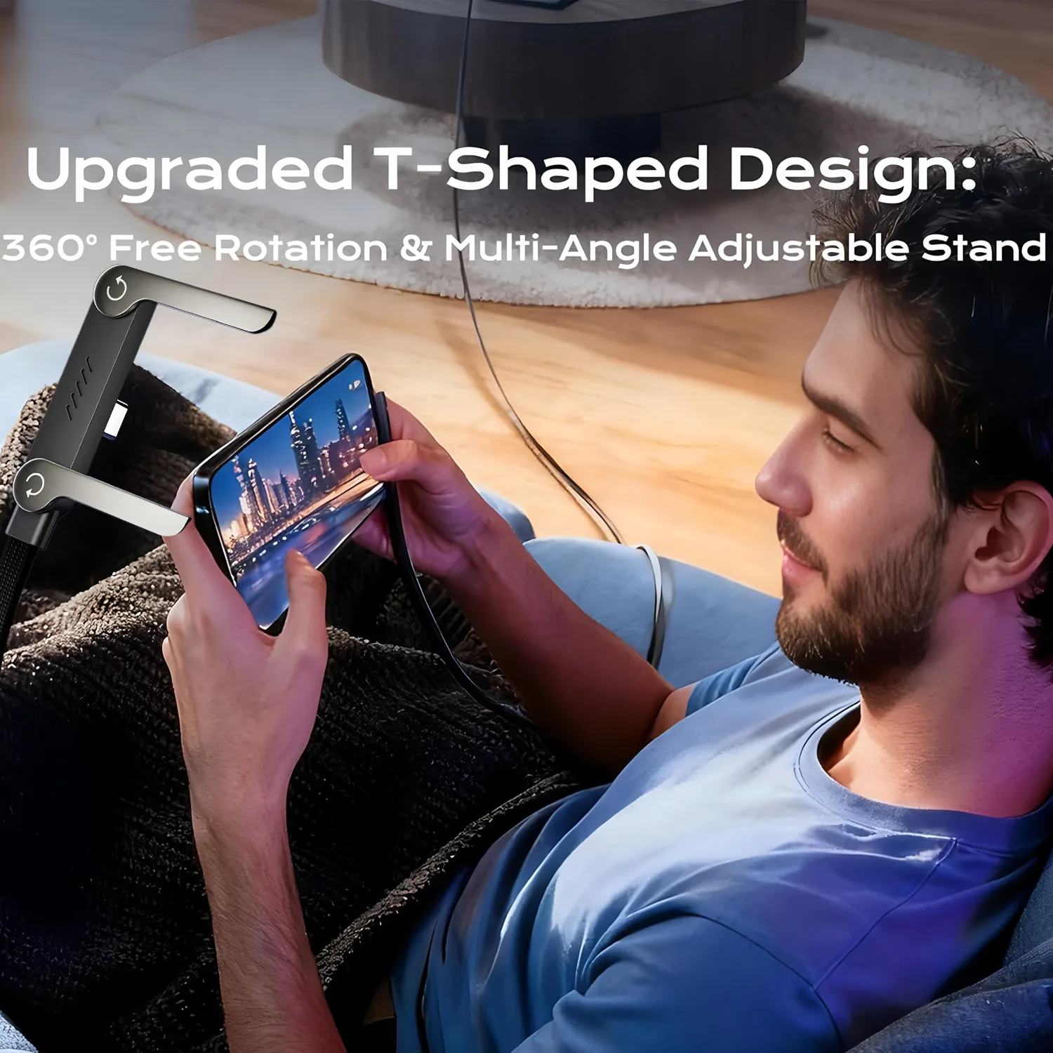 2-IN-1 Type-C Cable Foldable Mobile Phone Holder 240W Fast Charging thumbnail 5