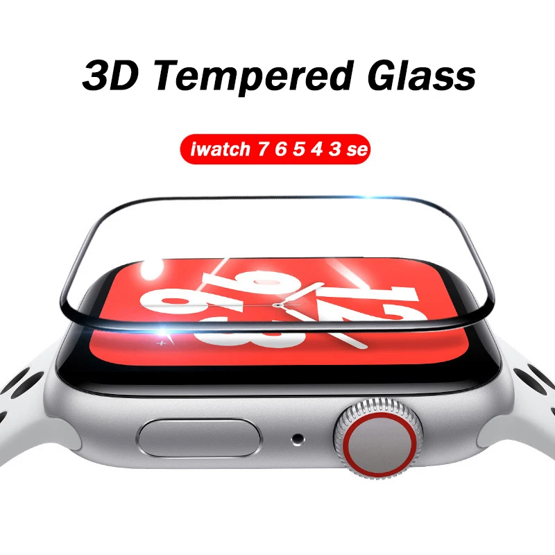 3D Tempered Glass For Apple Watch band 41mm 45mm 42/38mm Film Screen Protector Accessories iwatch Series 7 6 5 4 3 Se 40mm 44mm