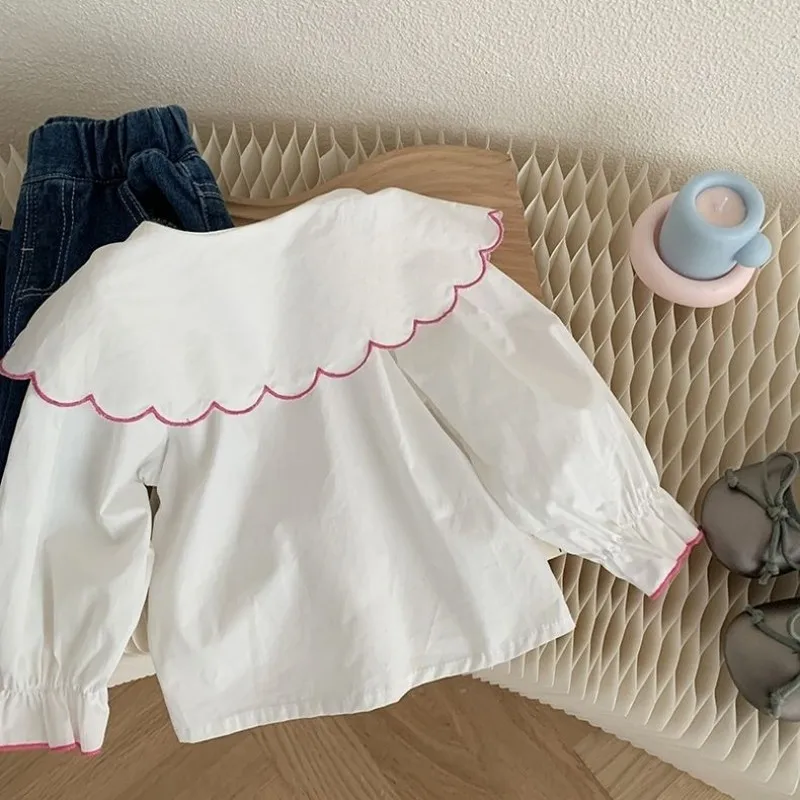 Girls' Shirts Spring and Autumn New Baby Fashionable Pure Cotton Shirts New Korean Children's Top 0-6Y