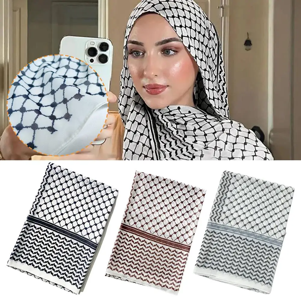 Big Size Kuffiyeh Prints Hijab Cotton Scarf Breathable Soft Long Fashion Forward Scarves Headscarf Muslim Hijabs Shawl Ramadan,cotton scarf