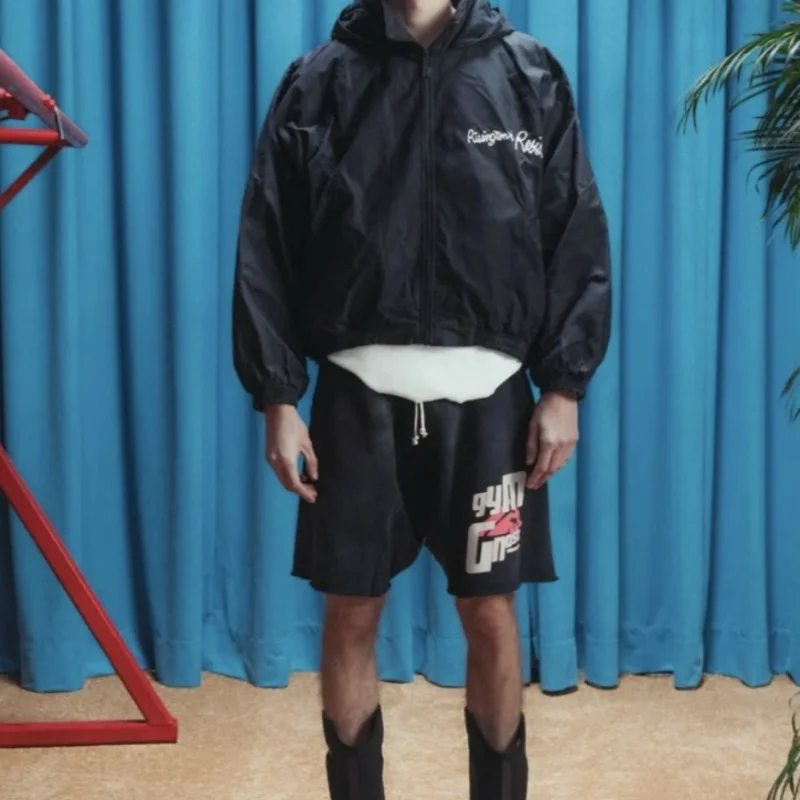 Free shipping black rrr123 shorts, pure cotton loose casual men's sports shorts