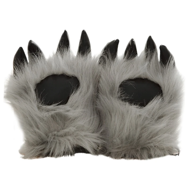 

Faux Fur Bear Wolf Paw Gloves Furry Animal Claw Mitts Halloween Cosplay Favors