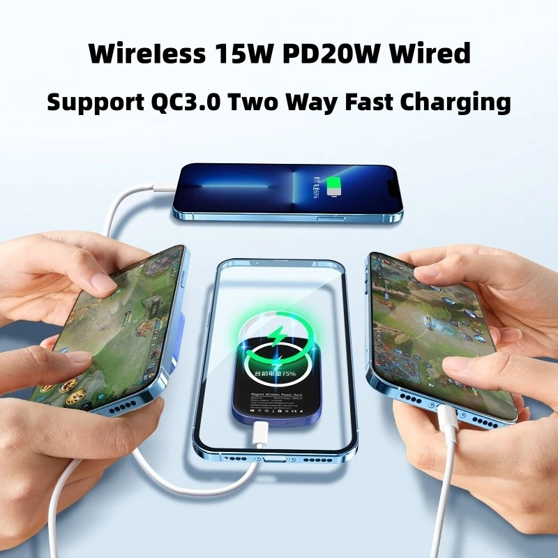 Magnetic Power Bank 10000mAh For iPhone Samsung Xiaomi External Auxiliary Spare Battery Portable Wireless Charger Mini Powerbank