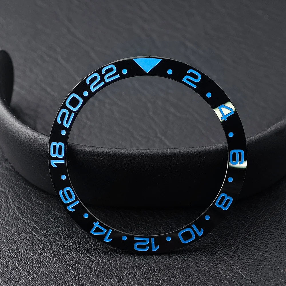 Men's Watch Replacement Bezel Insert with Tilted Ceramic and Carbon Fiber Texture