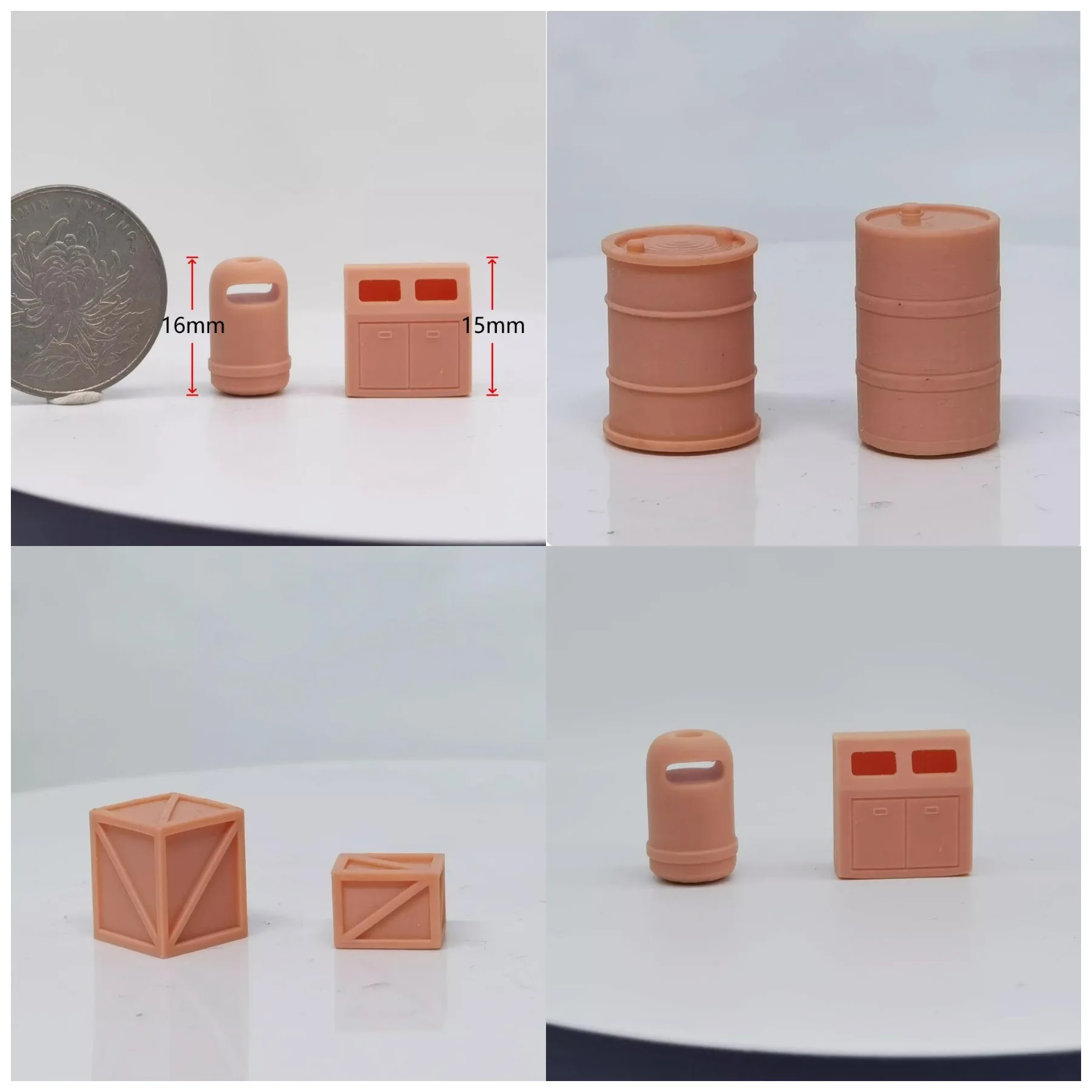 

1/64 Unpainted Wooden Box Garbage Can Oil Drum Car Model Scene Accessories Miniature Figure Cars Vehicles Toys