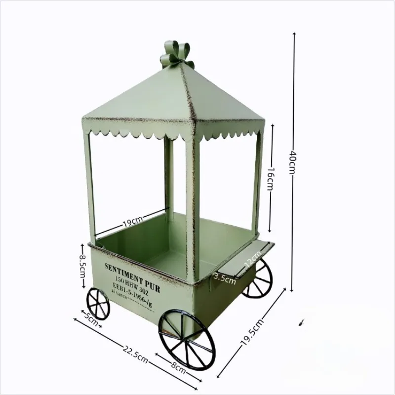 Iron Cart Flower Stand Balcony Decorative Flower Pot Creative Garden Planter Container Outdoor Plant Display Rack