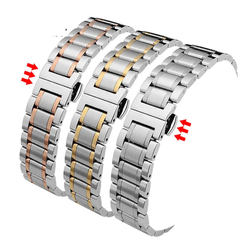 Stainless Steel Flat Curved End Strap - Versatile Watchband