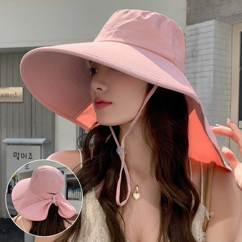 

Outdoor Sun Bucket Hat for Women Girls Fishing Hat Wide Brim Bucket Hat with Neck Cover 50+ UPF Protection Safari Cap