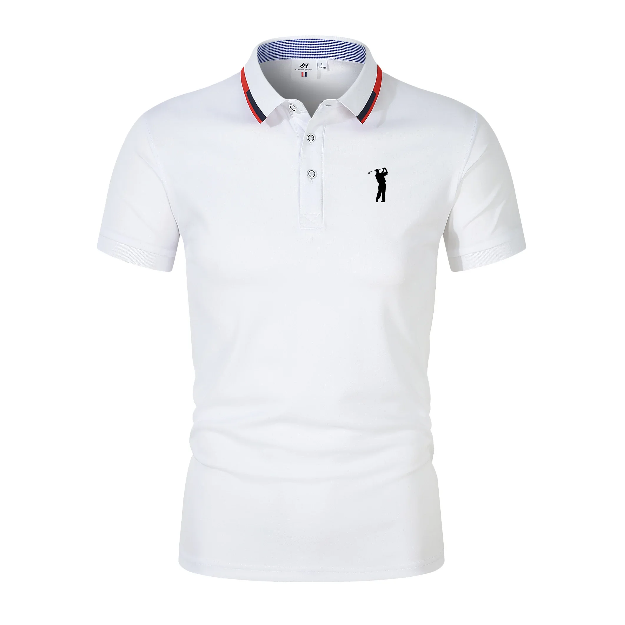 Golf Short Sleeve Polo T-shirt Office Spring Summer Classic Clothing Lapel Man Button Trim POLO Shirts Business And Leisure Tops