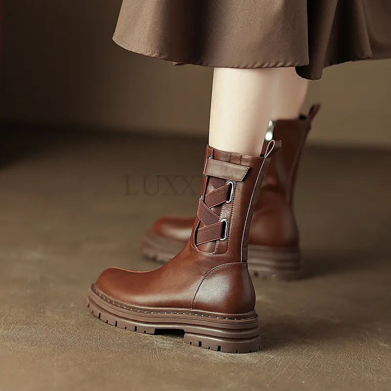 

Women Short Boots Fashion Round Toe Ladies Casual Ankle Boots Shoes Comfort Thick Sole Non Slip Flat Heel Botas Mujer