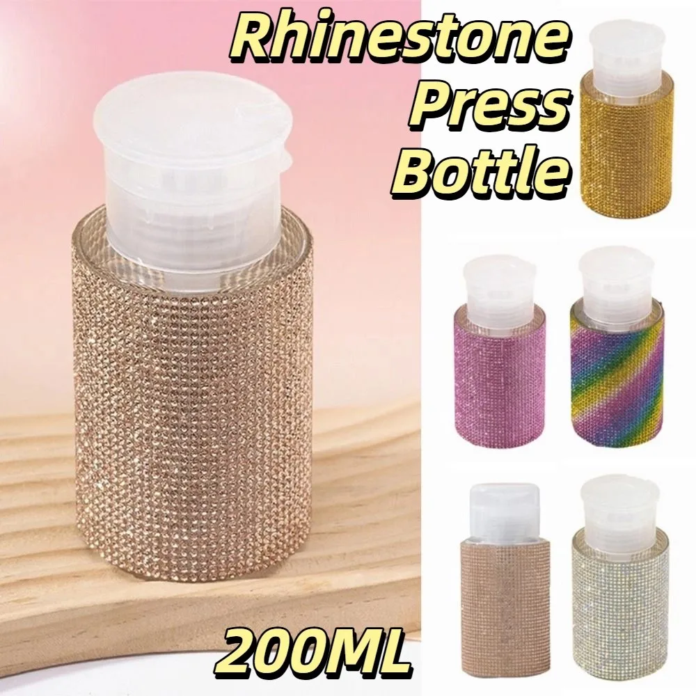 Sparkling Rhinestone Nail Refillable Bottles Creative Luxury Press Type Storage Bottle Empty Rhinestone