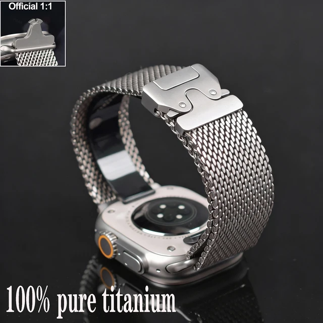 Bracelet Officiel en Titane Maille Milanaise pour Apple Watch Ultra 3 2 49mm, Série 11 10 9 8 SE 6 5, Style Parachute 1