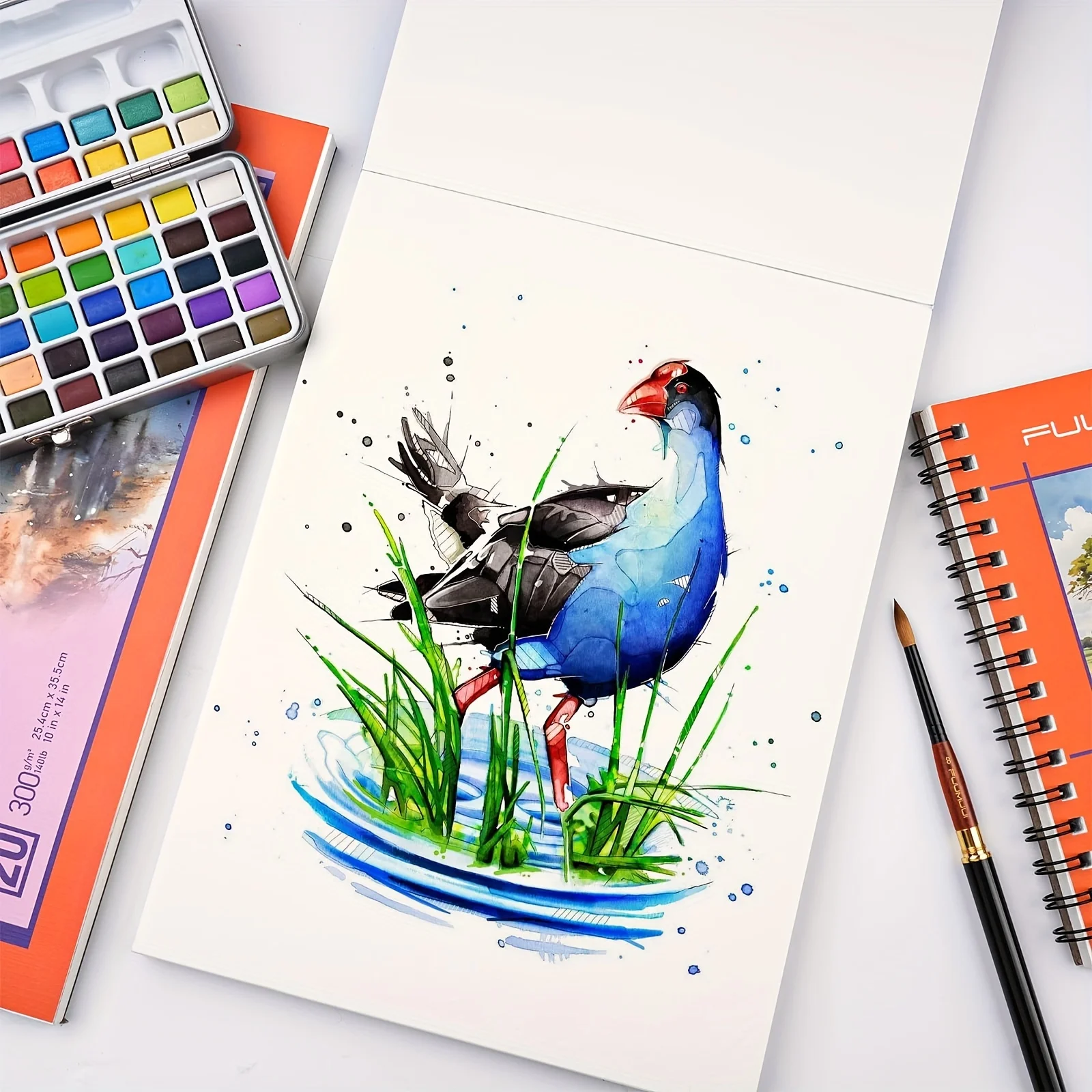 Watercolor Paper- 30 Sheets 5 x 8.5-inch Cold Pressed Watercolor Pad - 140LB/300GSM Art Paper Block for Watercolor Gouache Ink 2