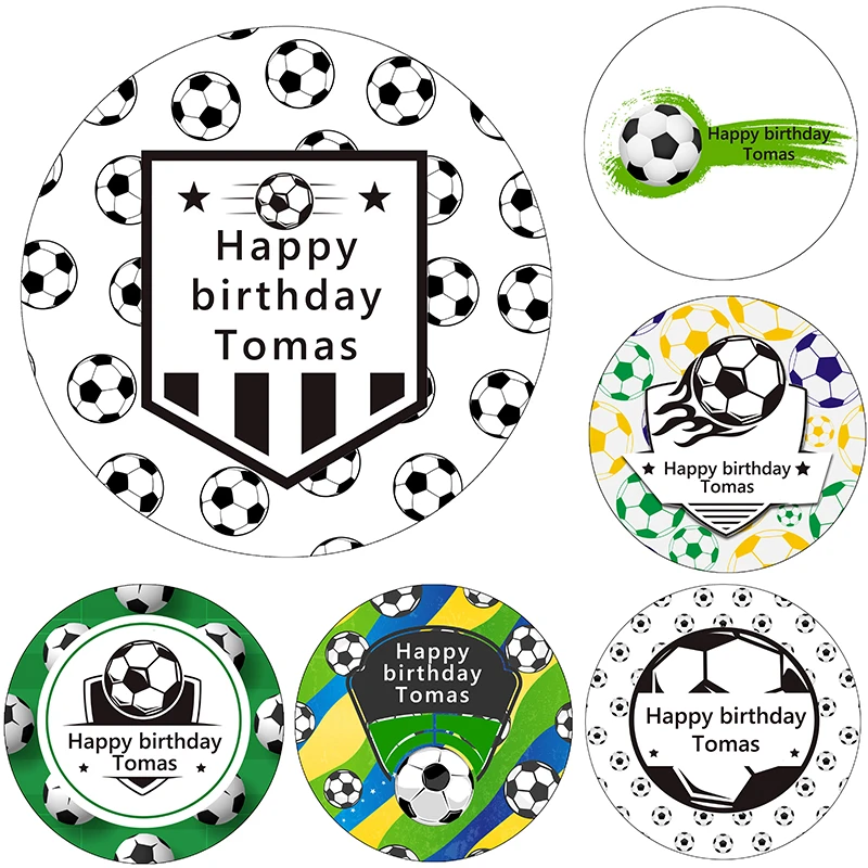 Customize Football Soccer Theme Party Decor Stickers Labels Text Happy Birthday Comunion Personalizestickers Soccer Party Decor Aliexpress