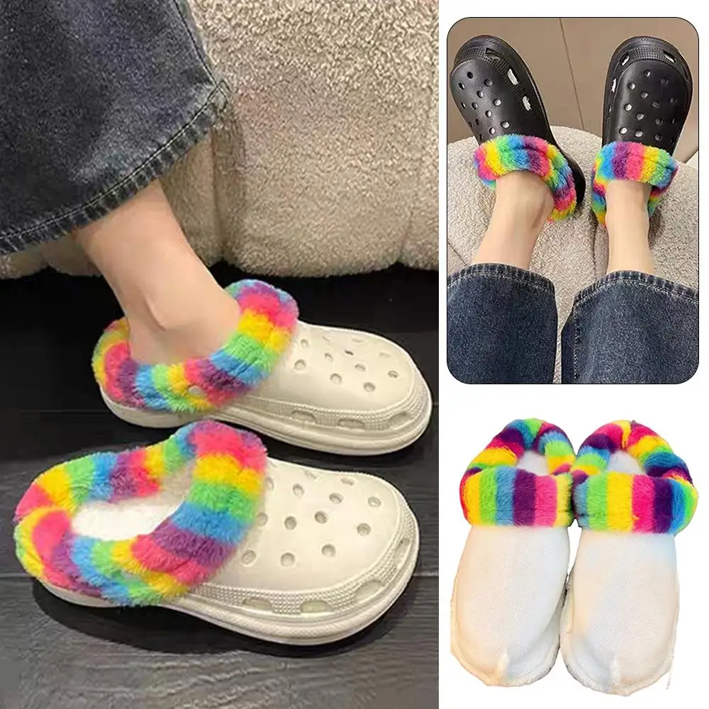 Shoe Insoles Winter Plush Liner Fur Lined Platform Clogs Slip On Platform Sandals with Charms Slide Garden Covers