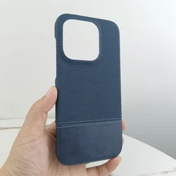 Custodia per telefono in pelle di lino cotone opaco di lusso, resistente agli urti