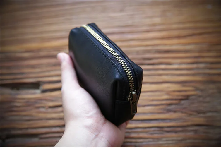 Luxury Brand Cowhide Coin Purse Female Handmade Zipper Leather Three-dimensional Coin  Card Storage Bag  Wallet Male