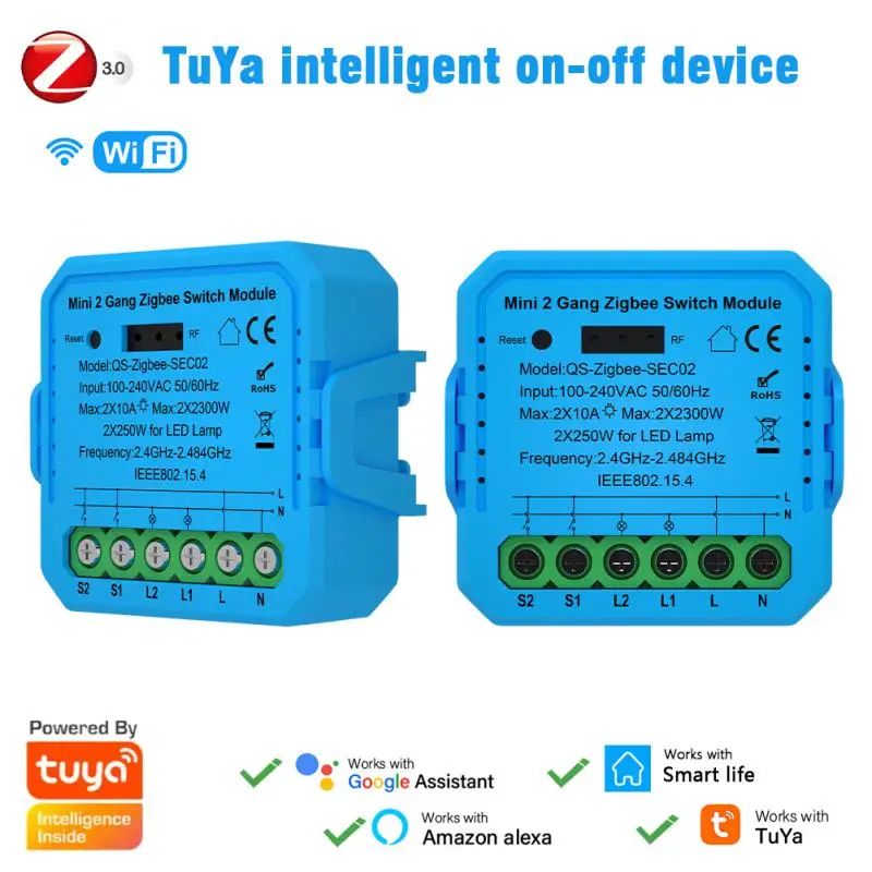 

Умный модуль переключателя Tuya Wi-Fi/ZigBee с нулевым проводом