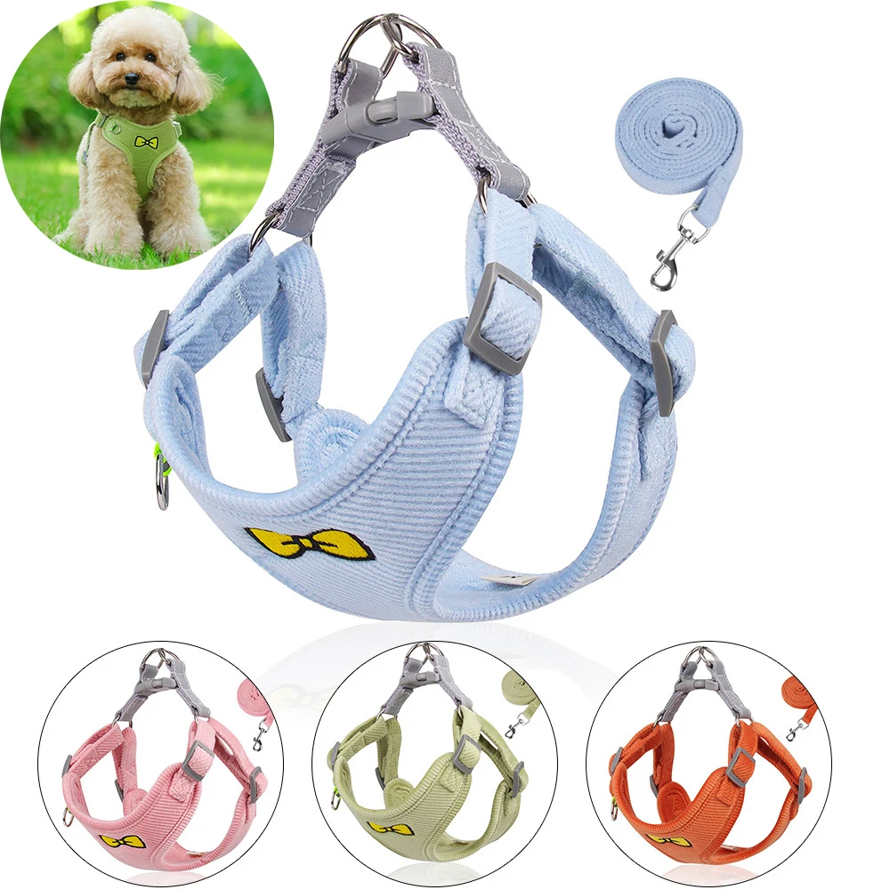 

Pet Cat and Dog Harness Adjustable Vest Walking Leash Set Suitable for Puppy Dogs Collar Reflective Breathable Pet Chest Harness