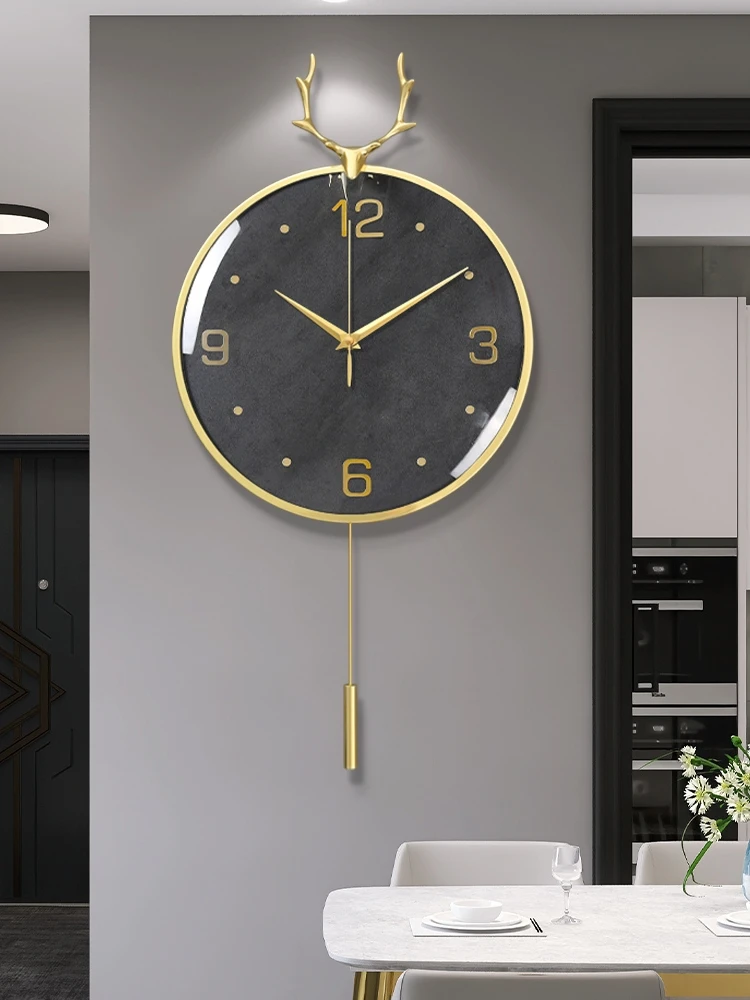 

2023 New Simple Modern Wall Clock Living Room Household Light Luxury High-end Clock Hanging Wall Silent Fashion Clock Dining