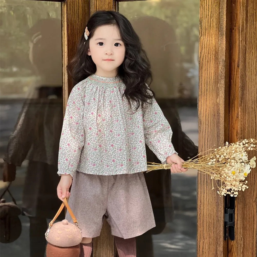 

kids tops Girls clothes French pastoral style cotton tops Classic sweet floral pattern top baby girls Blouse