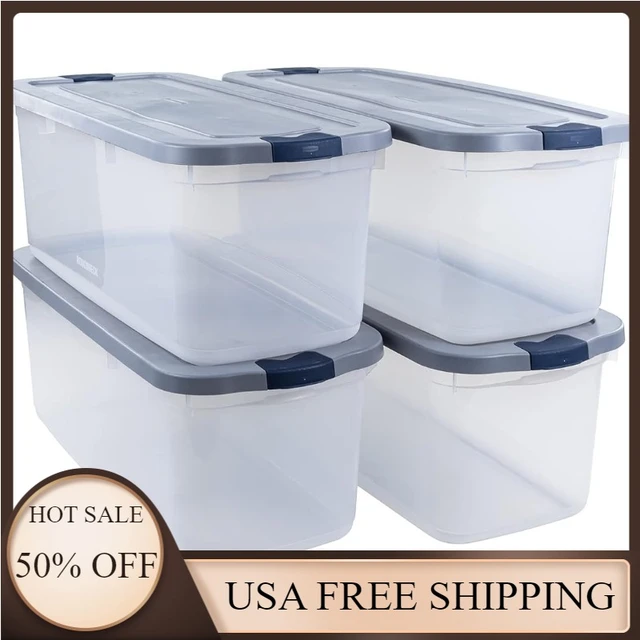 Stackable Camping Storage Container with Lids and Latching Buckles Heavy  Duty Storage Bins for Shelf Garage Clothes - AliExpress