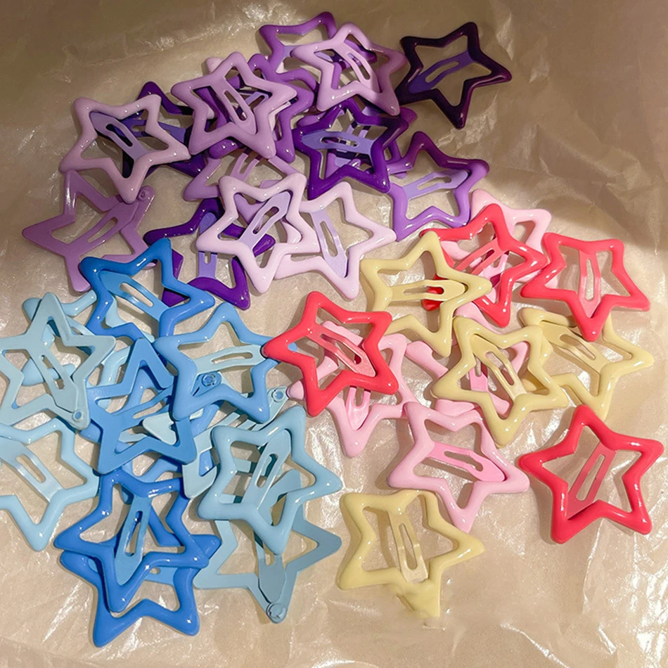 10/20Pcs Girls Headwear Hair Accessories Y2K Women Colorful Star BB Hair Clips Side Barrettes Hair Grip Kids Cute Star Hairpins