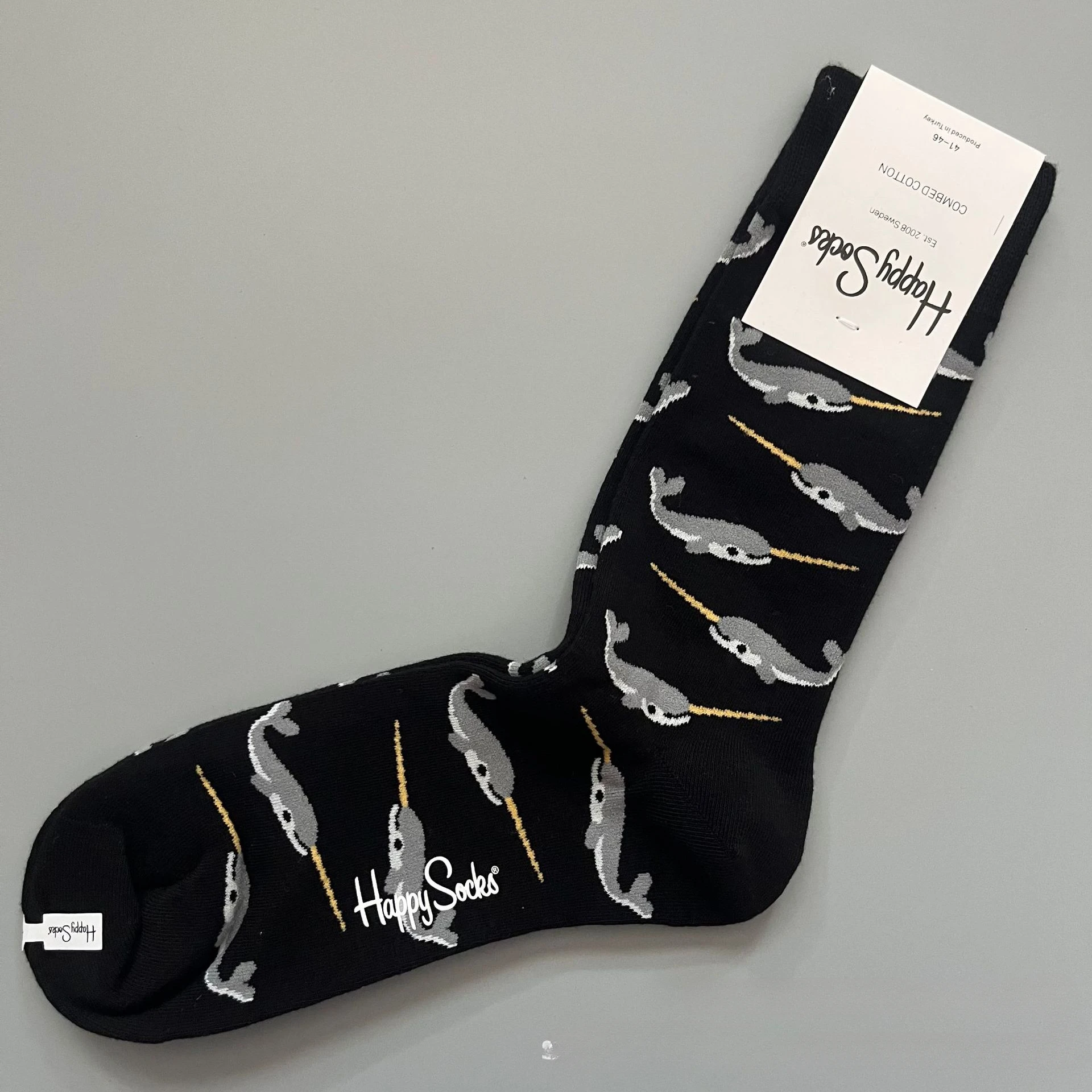 Happy Socks Men's Classic Crew Sock, Shoe Size 10 - 13 Soft Cotton