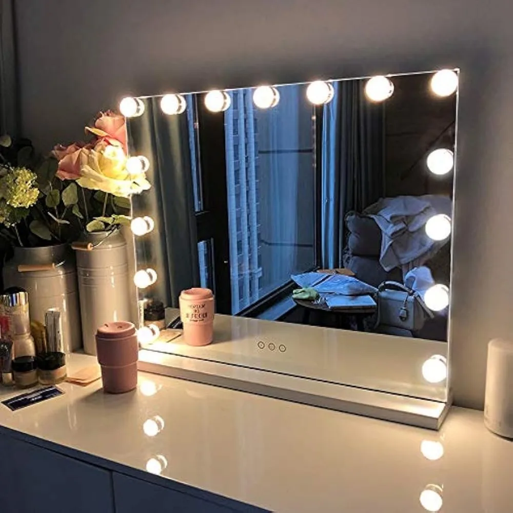 

Makeup Mirror With Light, Equipped With 15 Dimmable LED Bulbs, Suitable For Changing Rooms And Bedrooms, Mirror