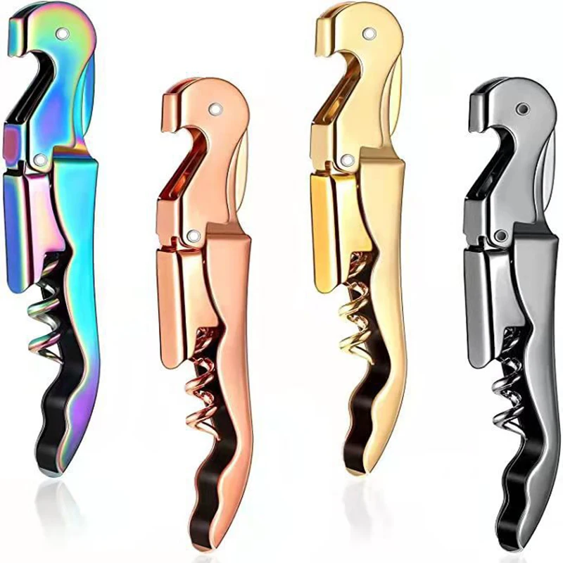 

Wine Opener Stainless Steel Double Hinge Corkscrew Professional Waiter Beer Bottle Opener and Foil Cutter Gift for Wine Lovers