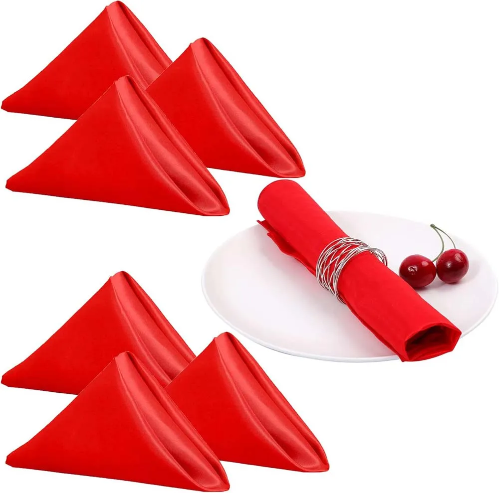 Satin Napkin Serving Square For Table Decoration Dinner Towel For Wedding Party Home Hotel Christmas 30cm X30cm 6pcs