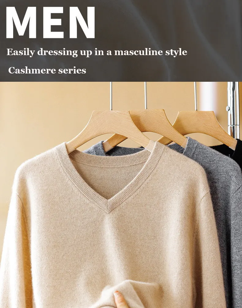 Description Picture 2 of itemCashmere Sweater O-neck Pullovers Men's Loose Oversized M-5XL Knitted Bottom Shirt Spring Autumn Korean Casual Male Clothing