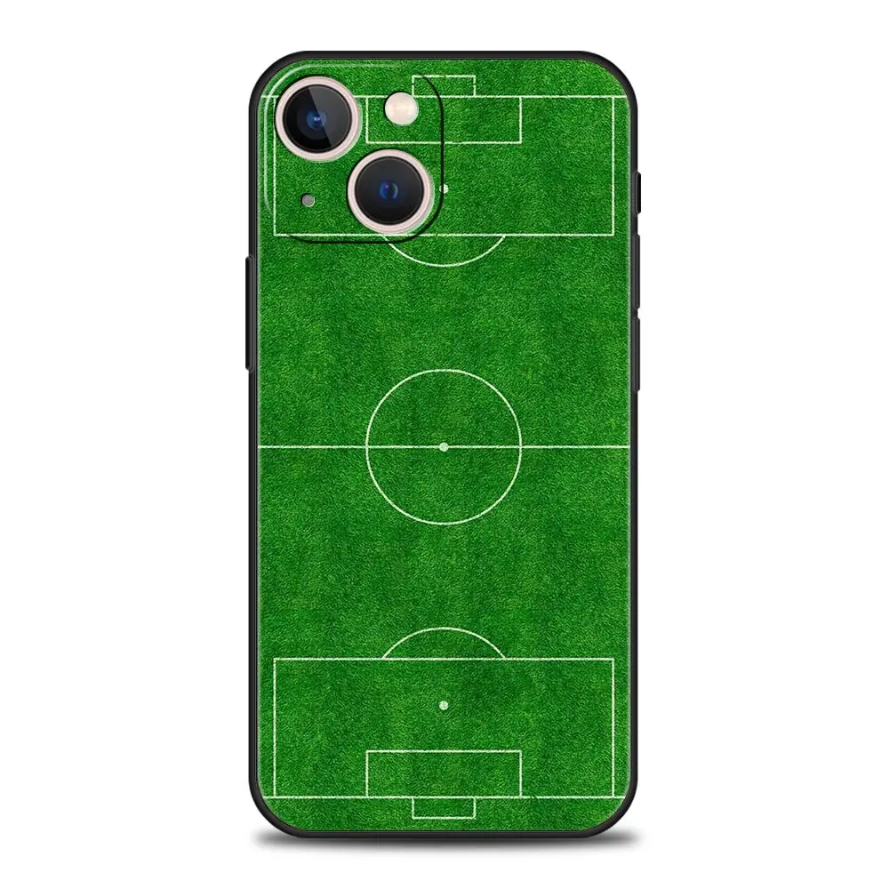 Soccer ball Football Field Luxury Phone Case For iPhone 13 15 14 12 11 Pro MAX XR X SE XS 7 8 Plus Soft Black Protection Cover images - 6