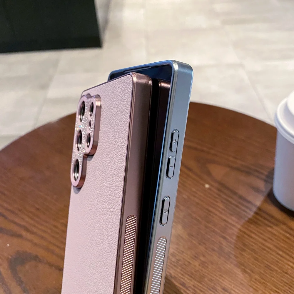 Matte Leather Soft Case with Plated Detailing - Premium Back Cover