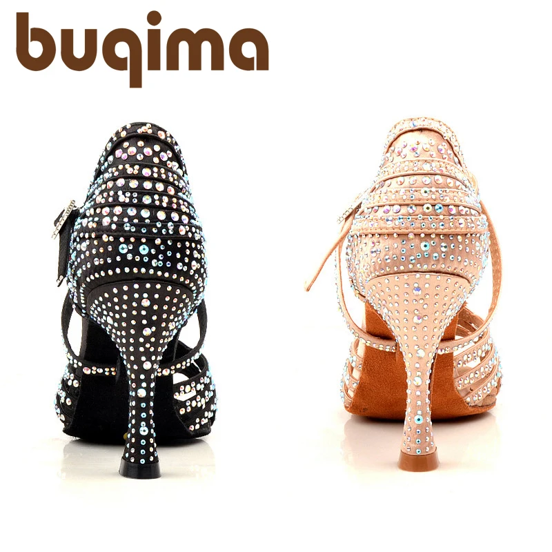 Women Latin Dance Shoes Rhinestones Soft Bottom Salsa Shoes For Dancing Ladies Sandals Women's Wedding Hight Heels 7.5CM