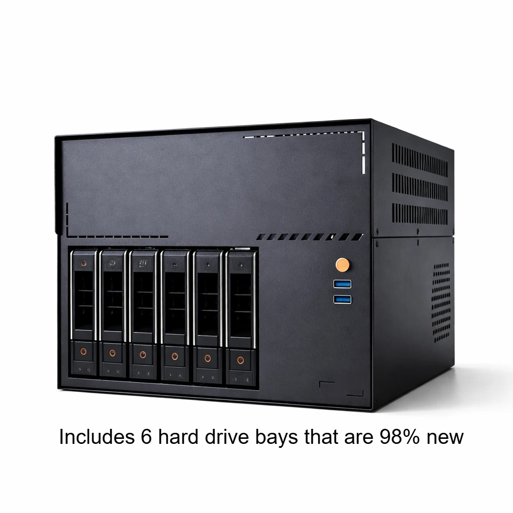 Gabinete Servidor NAS MATX de 6 Baias, Chassi Mini Torre com SATA SAS Hot Swap, Suporte para Fonte SFX, Gabinete para Armazenamento de Servidor Doméstico